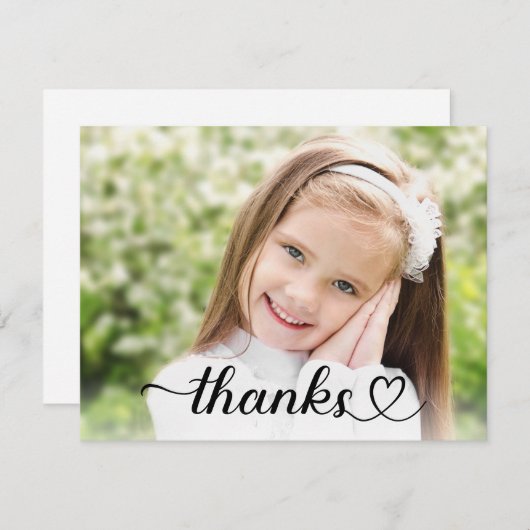 感謝していCuteハートスクリカスタムプト写真 サンキューカード (正面/裏面)