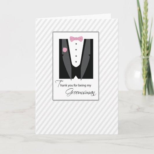感謝していGroomsman、バラ色 サンキューカード (正面)