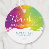 感謝していRainbow Waterカラー絵を描（ばちゃばちゃ）跳ねる、Blue フェイバータグ (裏面)