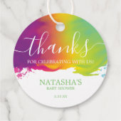 感謝していRainbow Waterカラー絵を描（ばちゃばちゃ）跳ねる、Green フェイバータグ (裏面)