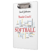 感謝していSoftballコーチの言葉グループ、チーム、レッド クリップボード (左)
