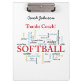 感謝していSoftballコーチの言葉グループ、チーム、レッド クリップボード (正面)