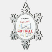 感謝していSoftballコーチの言葉グループ、チーム、レッド スノーフレークピューターオーナメント (右)