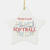 感謝していSoftballコーチの言葉グループ、チーム、レッド セラミックオーナメント (正面)