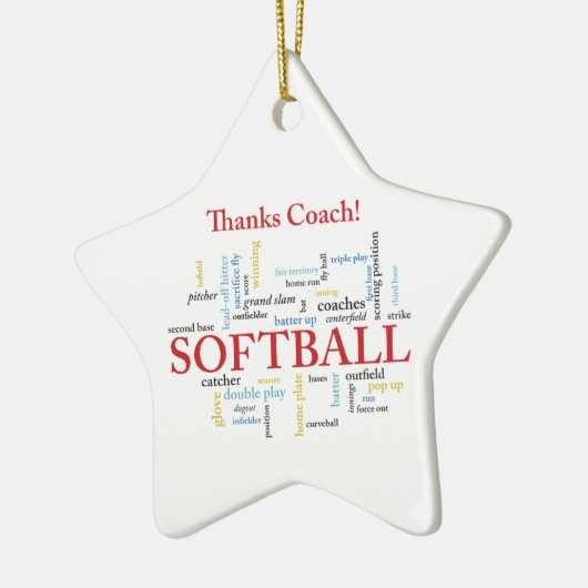 感謝していSoftballコーチの言葉グループ、チーム、レッド セラミックオーナメント (左)