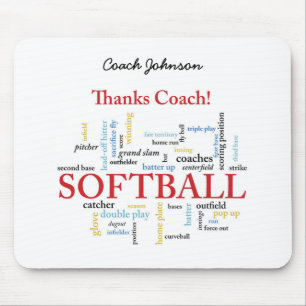 感謝していSoftballコーチの言葉グループ、チーム、レッド マウスパッド