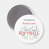 感謝していSoftballコーチの言葉グループ、チーム、レッド マグネット (正面/裏面)