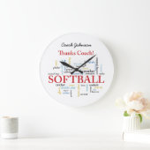 感謝していSoftballコーチの言葉グループ、チーム、レッド ラージ壁時計 (ホーム)