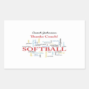 感謝していSoftballコーチの言葉グループ、チーム、レッド 長方形シール