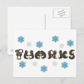 感謝していThank You Penguin Winter Snowflake Holiday ポストカード (正面/裏面)