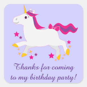 感謝していUnicornと来の誕生日パーティー スクエアシール