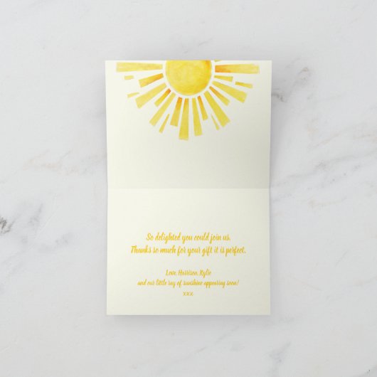 感謝していWhitemical Inkサンベイビーシャワー サンキューカード (内部)