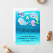 感謝していYou baby shower chシックな手書き水槽 ノートカード (正面/裏面インサイチュ)