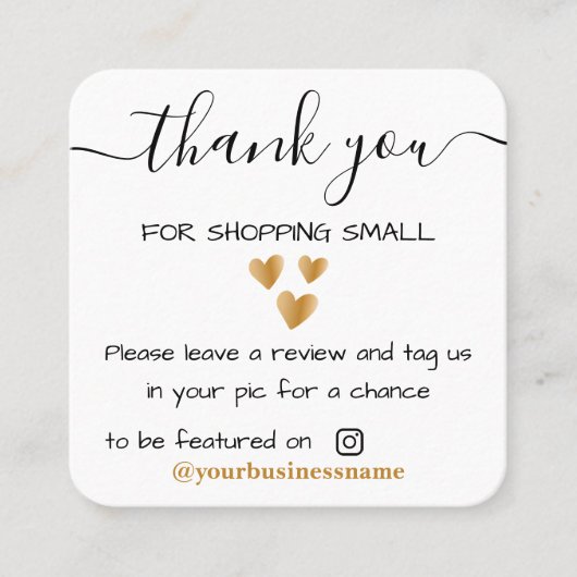感謝していYou Small Business Handmade Instagram コーリングカード (正面)