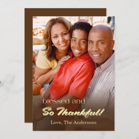 感謝してる。感謝祭カスタムの写真カード シーズンカード (正面/裏面)