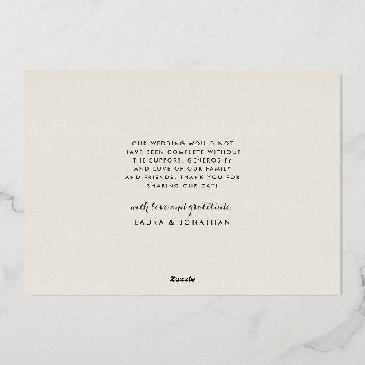 感謝して |ゴールドフォイル結婚ズサンキューカード 箔招待状 (裏面)