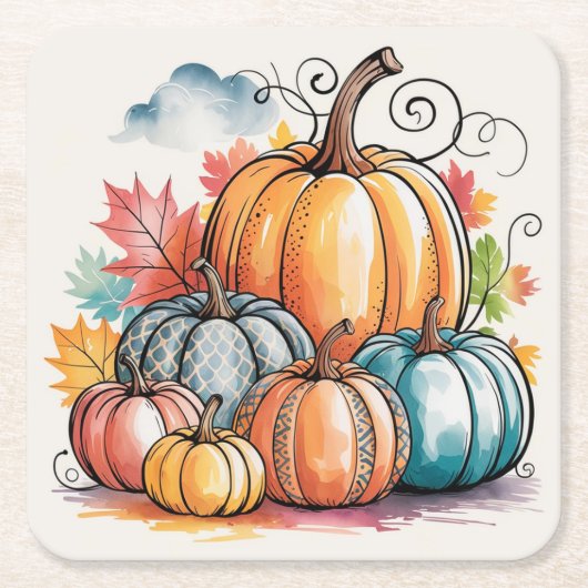 感謝して スクエアペーパーコースター (正面)