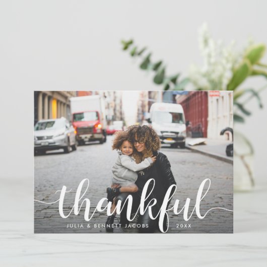 感謝して |感謝祭のフォトカード シーズンカード (スタンド正面)