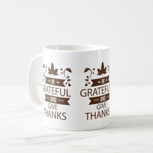 感謝し与えて感謝していす コーヒーマグカップ (正面左)