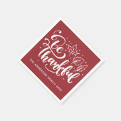 感謝するスクリプトの収穫バーガンディ感謝 スタンダードカクテルナプキン (角)