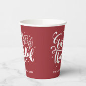 感謝するスクリプトの収穫バーガンディ感謝 紙コップ (左)