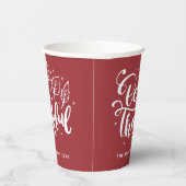 感謝するスクリプトの収穫バーガンディ感謝 紙コップ (右)