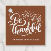 感謝するスクリプトの収穫ブラウン フェイバータグ (正面)