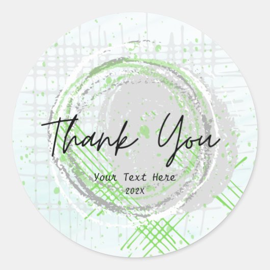 感謝するタイポグラフィ水彩緑エレガント色   ラウンドシール (正面)