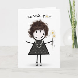 感謝するフィギュア女の子とデイジー カード