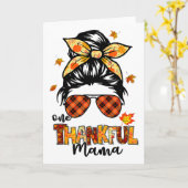 感謝するママの面白いお団子秋のオータムステッカー カード (黄色い花)