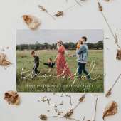 感謝するミニマリスト感謝祭の家族写真 シーズンカード