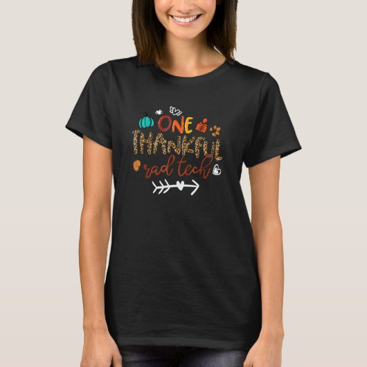 感謝するラドテックヒョウ柄カボチャ 秋の感謝祭 Tシャツ (正面)