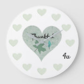 感謝するロマンチックな青いハート ラージ壁時計 (正面)