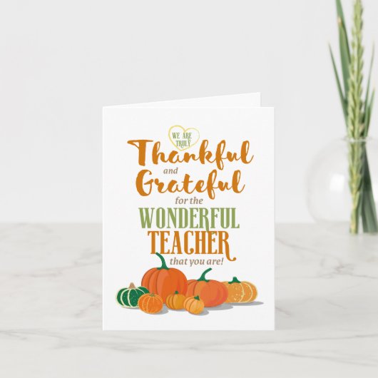感謝する先生 感謝祭をテーマにした カード (正面)