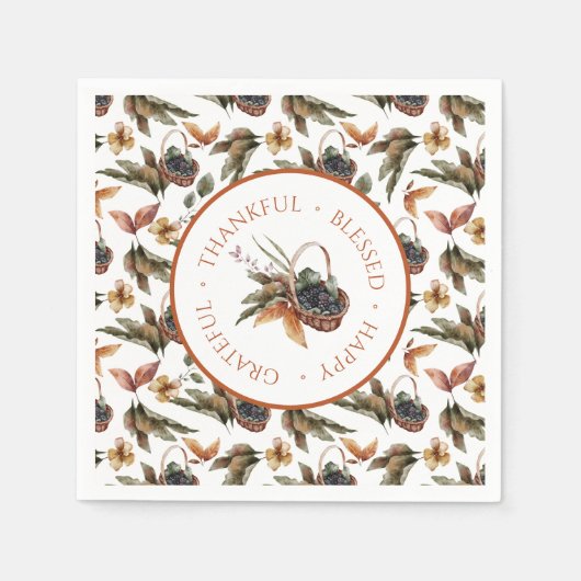 感謝する果実の秋のバスケット賛美 スタンダードカクテルナプキン (正面)