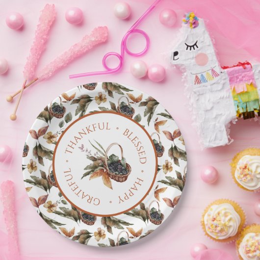 感謝する果実の秋のバスケット賛美 ペーパープレート (パーティー)