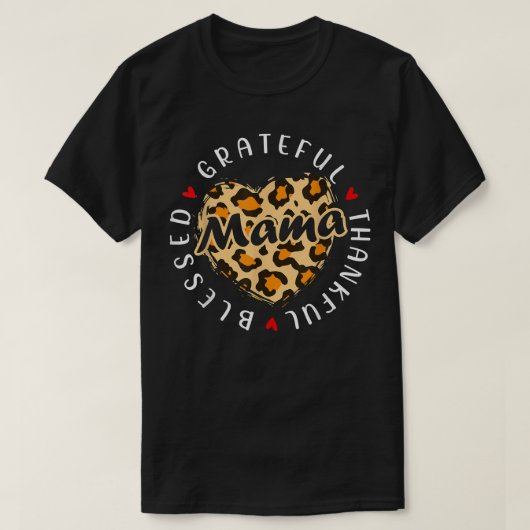 感謝する賛美ママヒョウハート愛  Tシャツ (デザイン正面)
