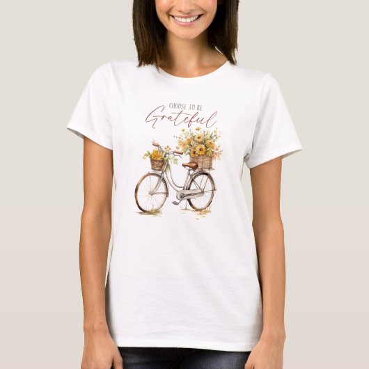 感謝する選択 – 自転車と素朴秋 Tシャツ (正面)