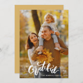 感謝する |ホワイトレタリングハッピー感謝祭カード シーズンカード (正面/裏面)