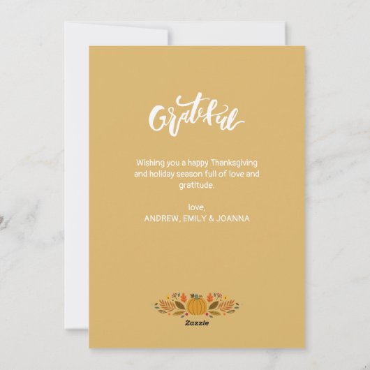 感謝する |ホワイトレタリングハッピー感謝祭カード シーズンカード (裏面)