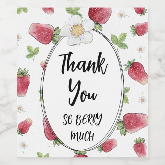 感謝そうベリー多くのイチゴありがとう ワインラベル (シングルラベル)