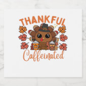 感謝とカフェイン入り感謝祭おもしろいコーヒー スパークリングワインラベル (シングルラベル)