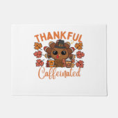 感謝とカフェイン入り感謝祭おもしろいコーヒー ドアマット (正面)