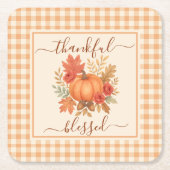 感謝とパンプ賛美クキン | 秋感謝祭 スクエアペーパーコースター (正面)