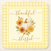 感謝とパンプ賛美クキン | 秋感謝祭 スクエアペーパーコースター (正面)