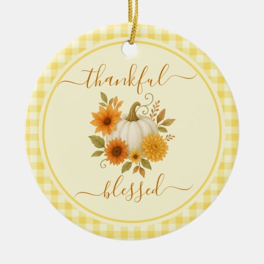 感謝とパンプ賛美クキン | 秋感謝祭 セラミックオーナメント (正面)