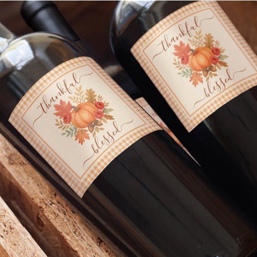 感謝とパンプ賛美クキン | 秋感謝祭 ワインラベル