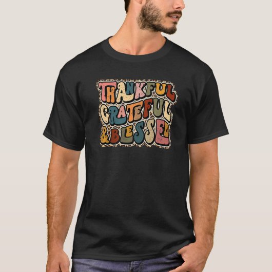 感謝とヒョウ賛美レトロ感謝してい Tシャツ (正面)