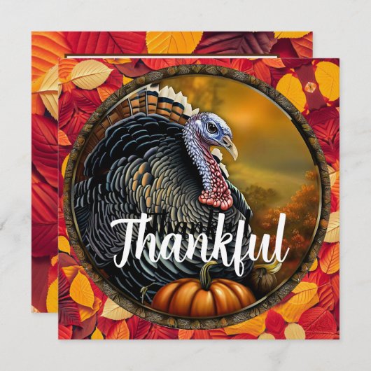 感謝と七面鳥の感謝メニュー サンキューカード (正面/裏面)