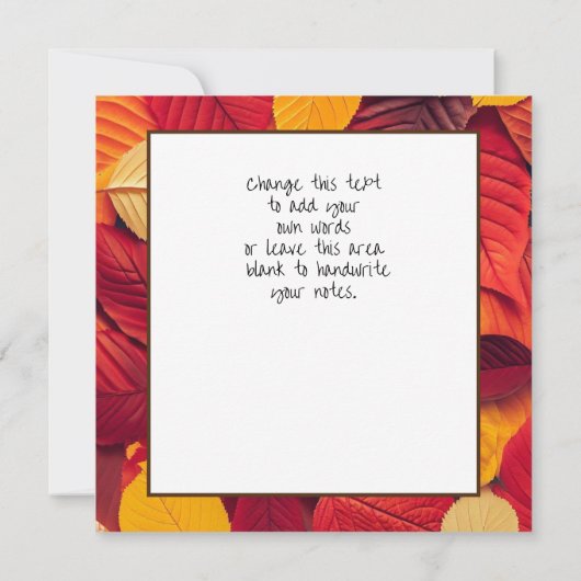 感謝と七面鳥の感謝メニュー サンキューカード (裏面)